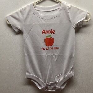 White Baby Size 3Months Onesie with Red Apple Print. Preloved
